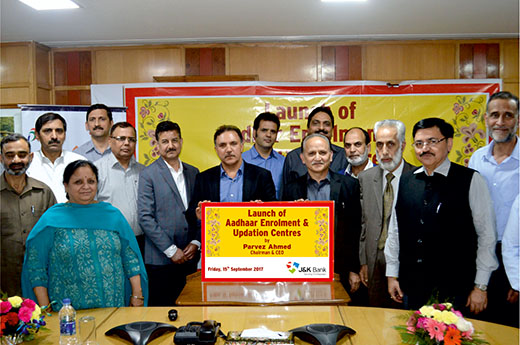 J&K Bank launches Aadhaar enrolment and updating service J&K Bank launches Aadhaar enrolment and updating service