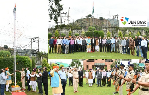 JKBank CMD hoists tricolour at Srinagar CHQ JKBank CMD hoists tricolour at Srinagar CHQ