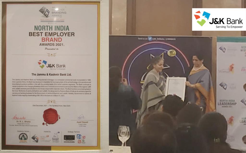 With Best Employer Brand Award, J&K Bank gets 3rd honour in a mont… With Best Employer Brand Award, J&K Bank gets 3rd honour in a mont…