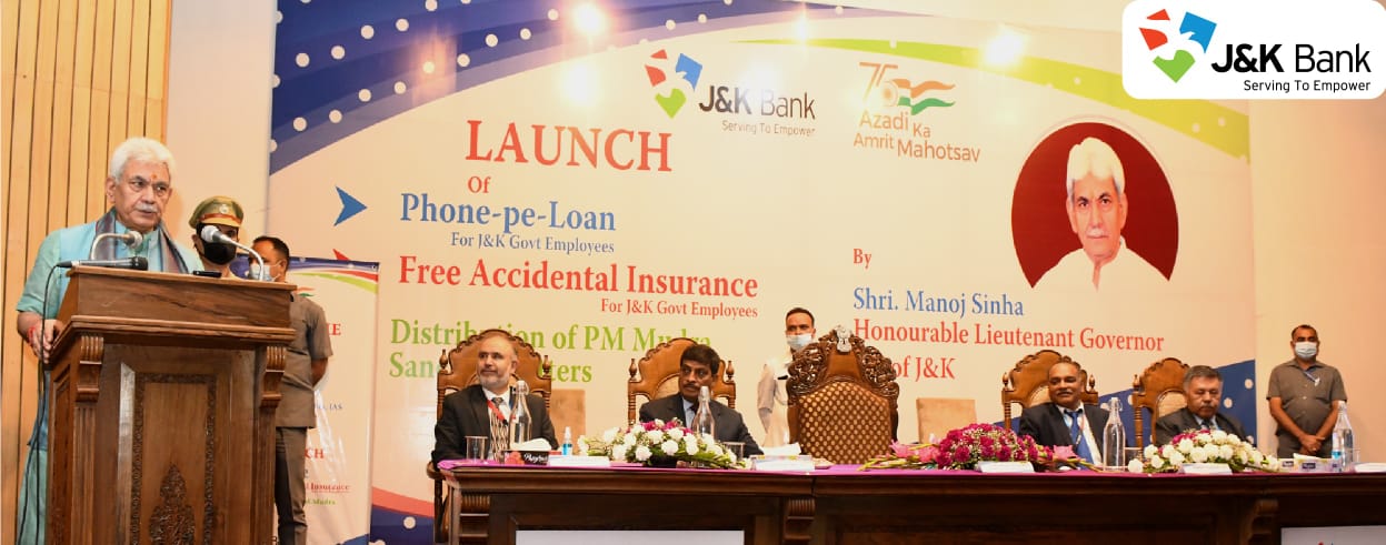 LG Manoj Sinha launches J&K Bank's Phone pe Loan and Accident… LG Manoj Sinha launches J&K Bank's Phone pe Loan and Accident…