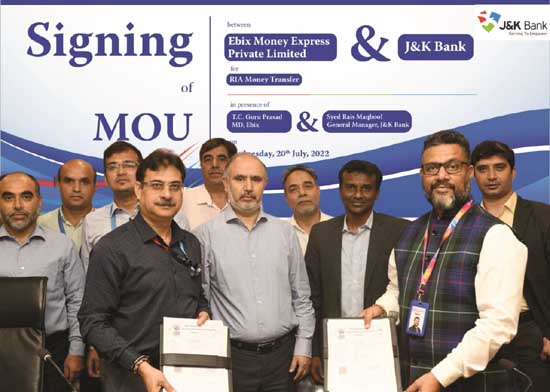 J&K Bank ties-up with Ebix Money Express Pvt Ltd J&K Bank ties-up with Ebix Money Express Pvt Ltd