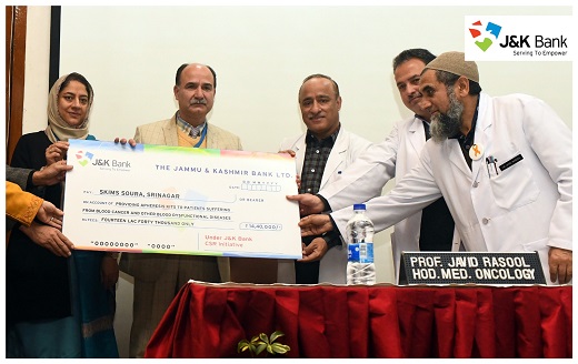 Under CSR, J&K Bank collaborates with SKIMS to help poor cancer p… Under CSR, J&K Bank collaborates with SKIMS to help poor cancer p…