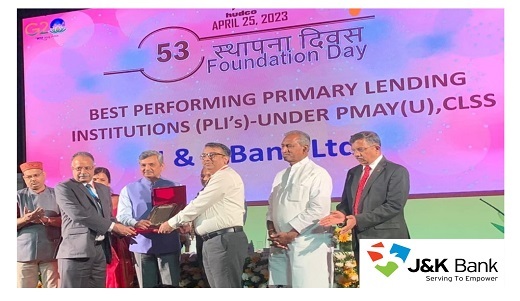 J&K Bank bags award for outstanding contribution under PM Awas Yoj… J&K Bank bags award for outstanding contribution under PM Awas Yoj…