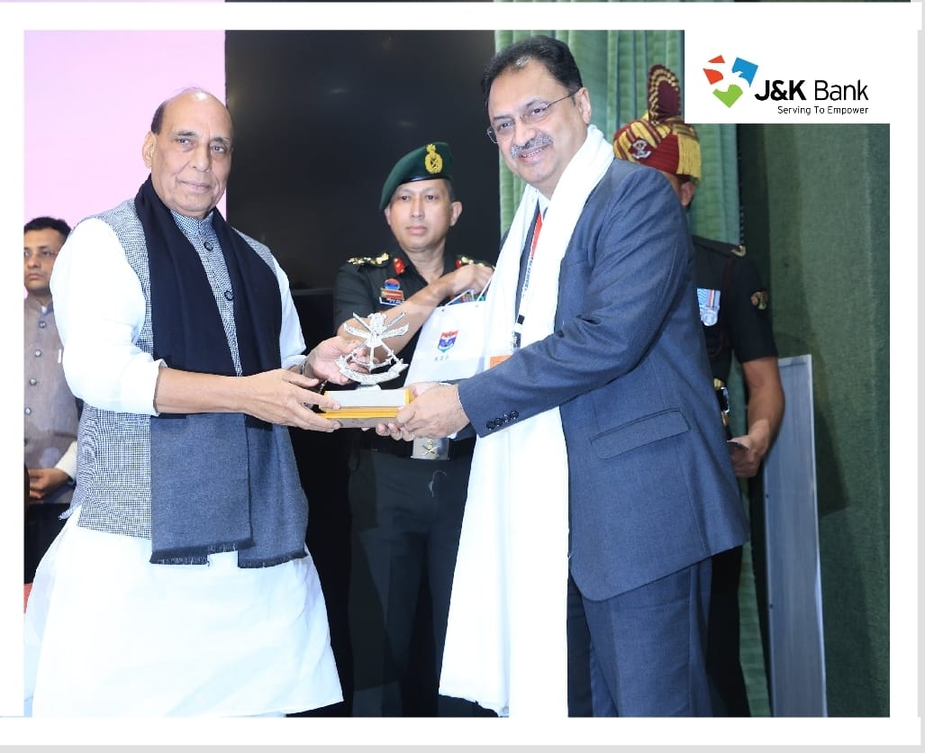 Defence Minister Rajnath Singh honours J&K Bank for supporting edu… Defence Minister Rajnath Singh honours J&K Bank for supporting edu…